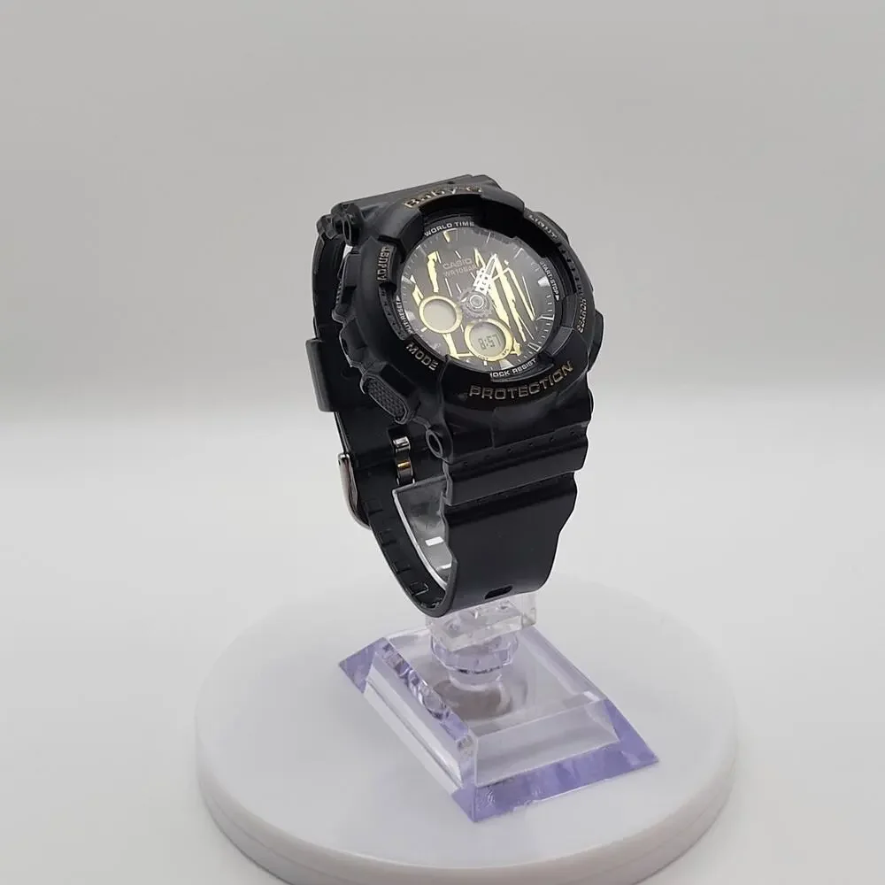 Casio Baby-G BA-120SP Black Gold Scratch Pattern Ana-Digi Watch 5457